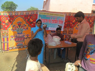 PPR Vaccination Camp in progress in Muramiya village in Jhirniya block