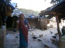 Baddi from Bhaisa Karai village in the Rama block feeding her poultry birds.